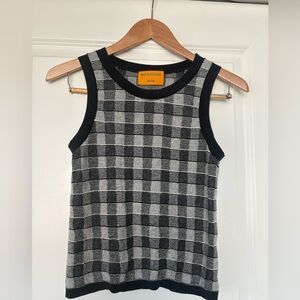 GUEST IN RESIDENCE Navy Checkered Sweater top- M